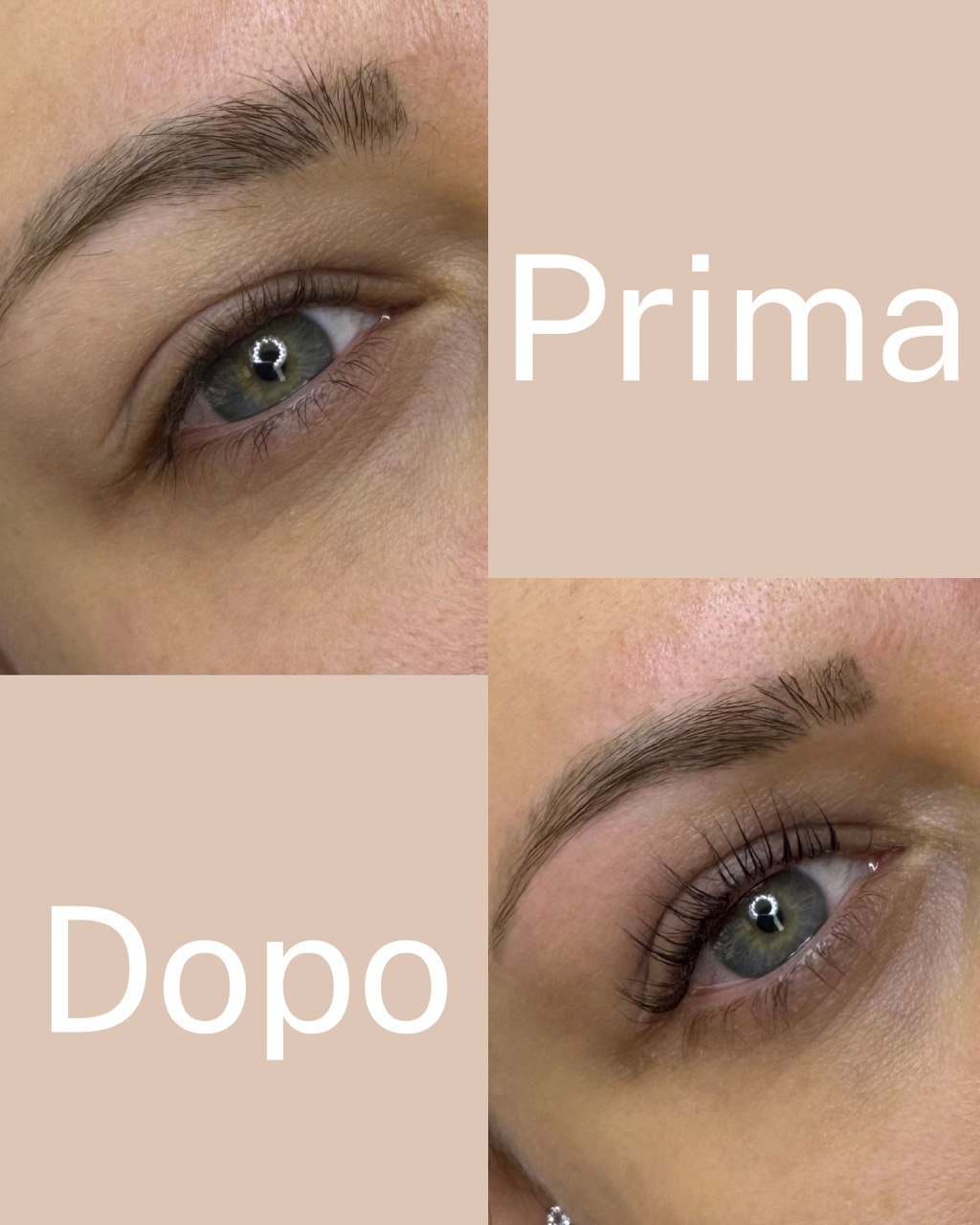 Terzo risultato prima e dopo la laminazione ciglia